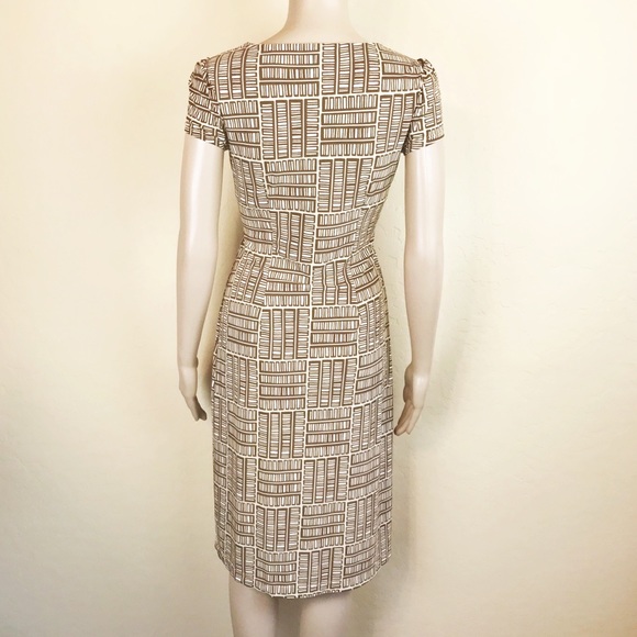 BCBG MAXAZRIA Neutral Brown & Tan Retro Geometric Sheath Dress - Picture 6 of 7